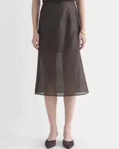 Midi Skirt in Cotton-Silk Organza