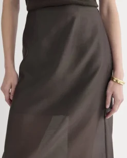 Midi Skirt in Cotton-Silk Organza