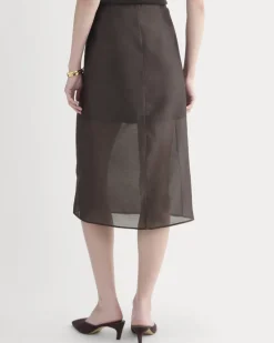 Midi Skirt in Cotton-Silk Organza