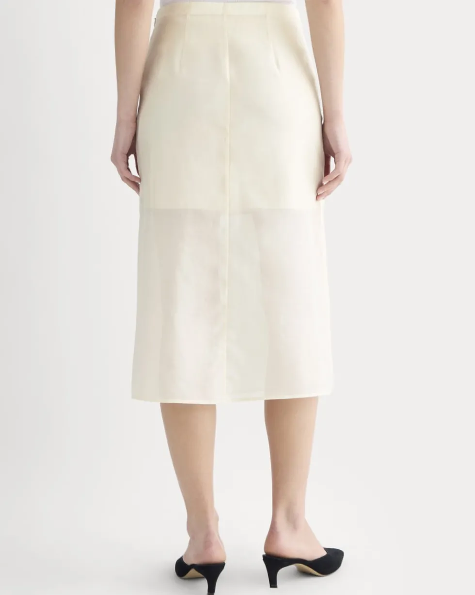 Midi Skirt in Cotton-Silk Organza