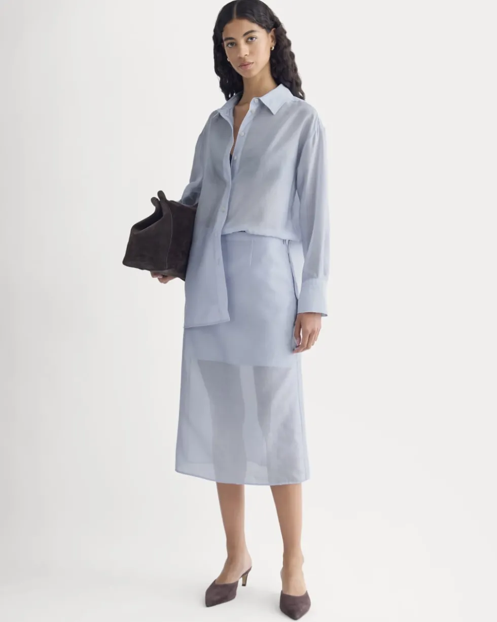 Midi Skirt in Cotton-Silk Organza