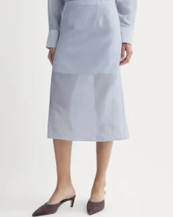 Midi Skirt in Cotton-Silk Organza