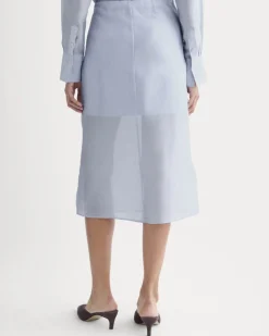 Midi Skirt in Cotton-Silk Organza
