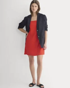 Mini Shift Dress in Stretch Linen