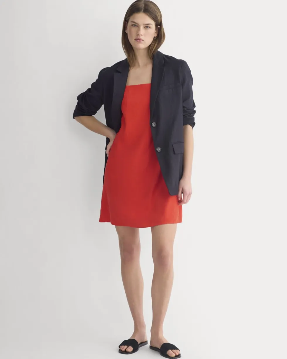 Mini Shift Dress in Stretch Linen