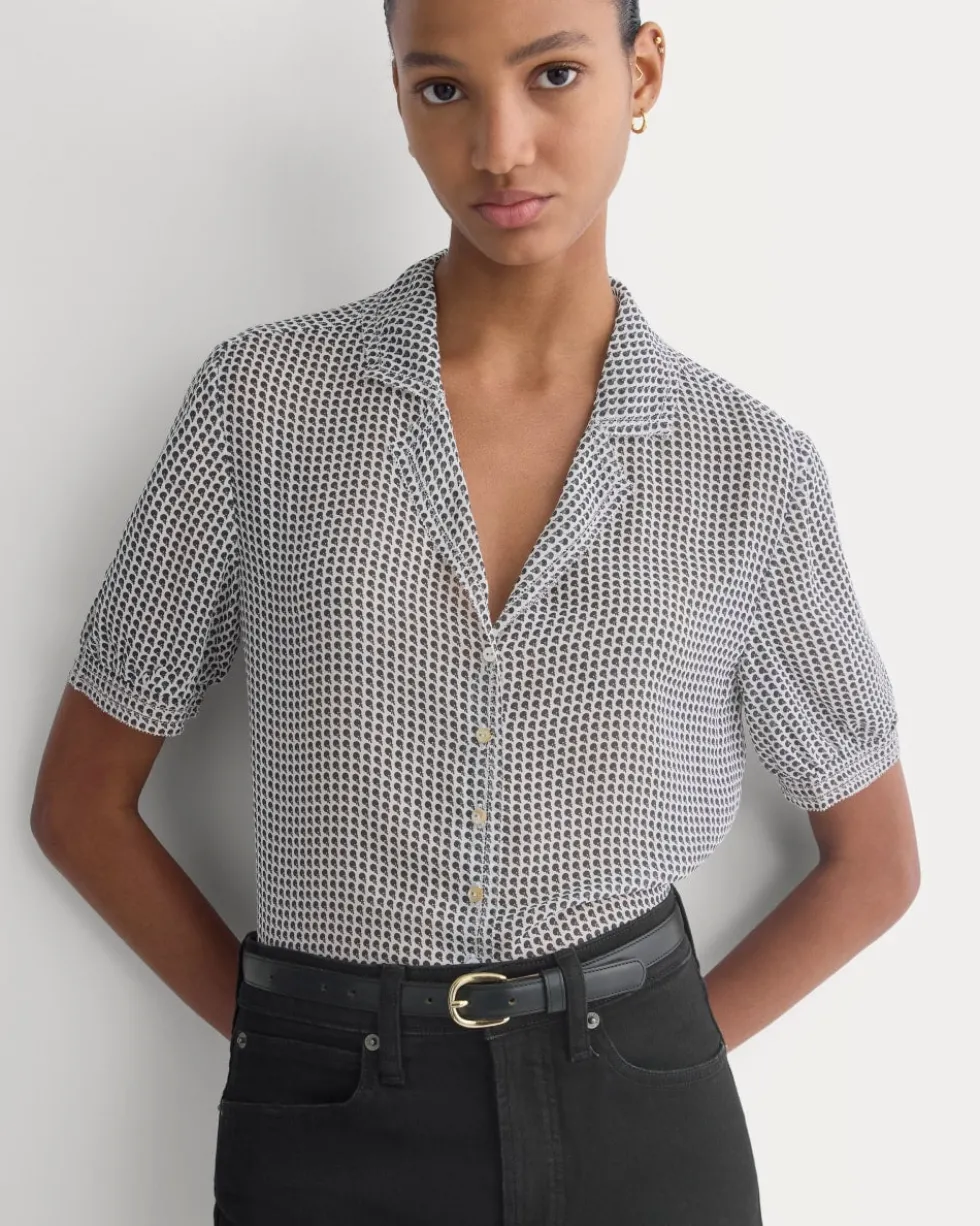 Notch Collar Shirt in Silk Georgette