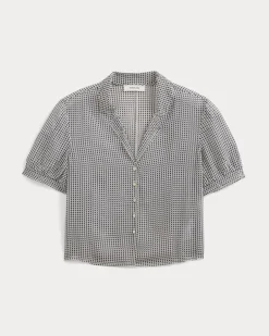 Notch Collar Shirt in Silk Georgette