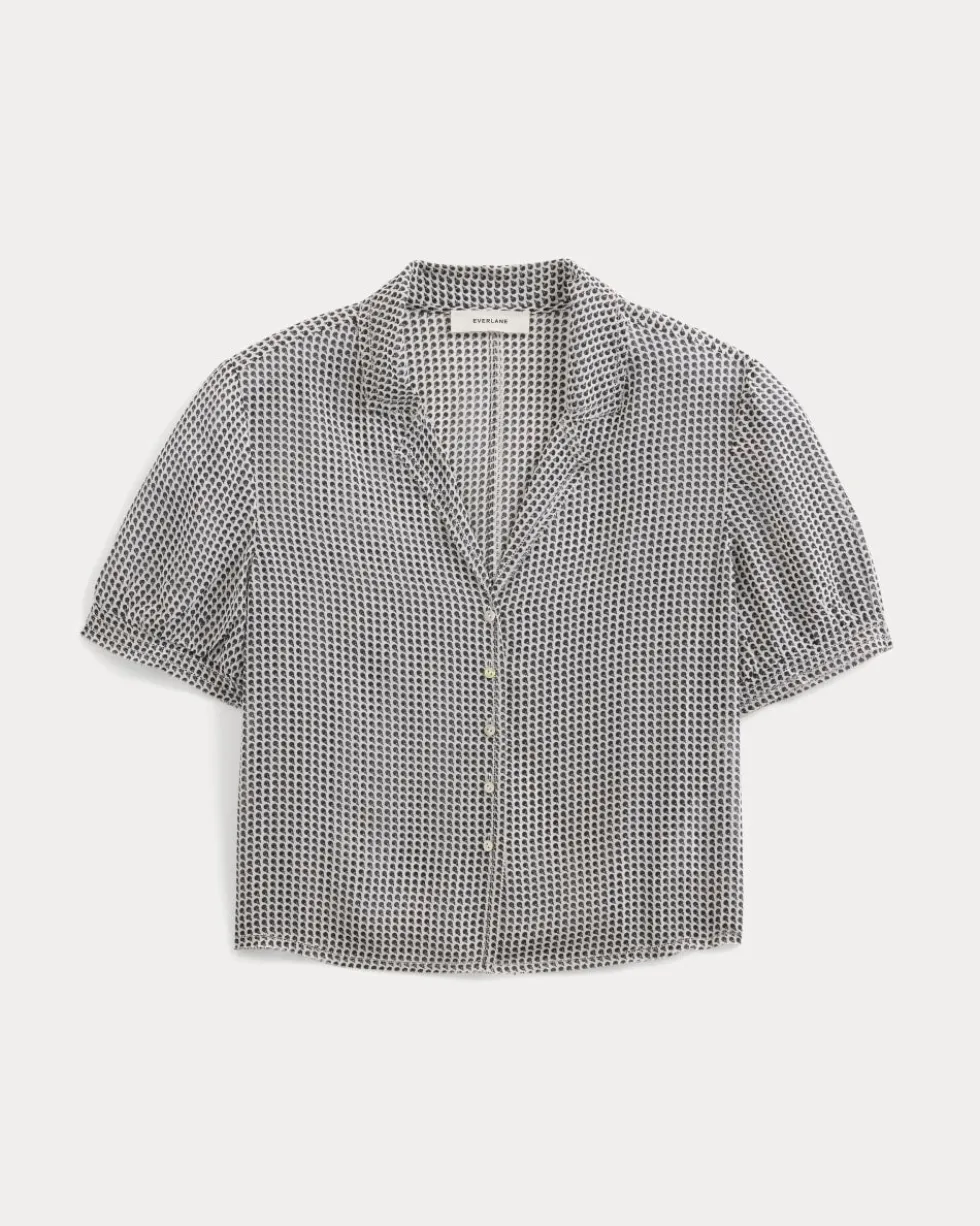 Notch Collar Shirt in Silk Georgette