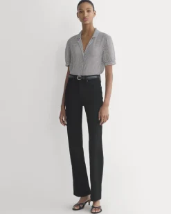 Notch Collar Shirt in Silk Georgette