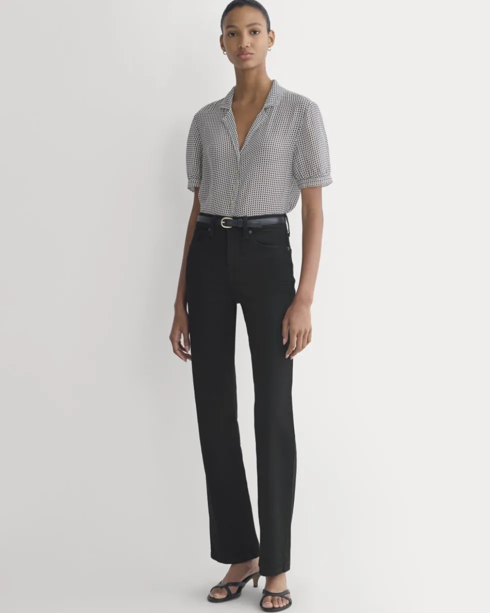Notch Collar Shirt in Silk Georgette