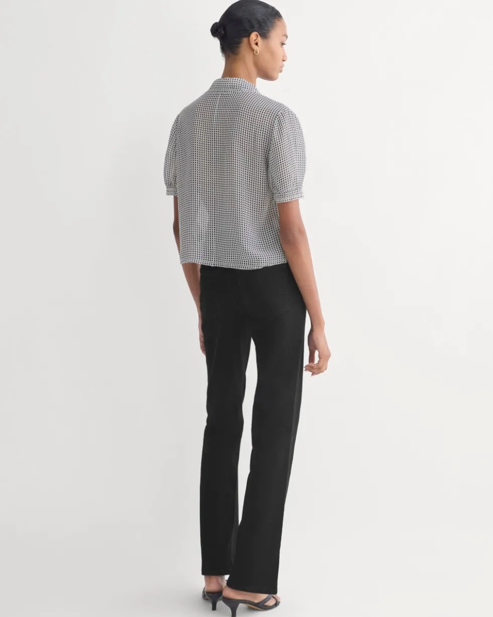 Notch Collar Shirt in Silk Georgette