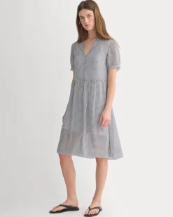 Notch Collar Shirtdress in Silk Georgette