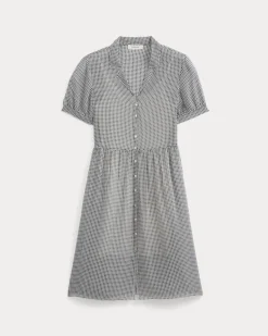 Notch Collar Shirtdress in Silk Georgette