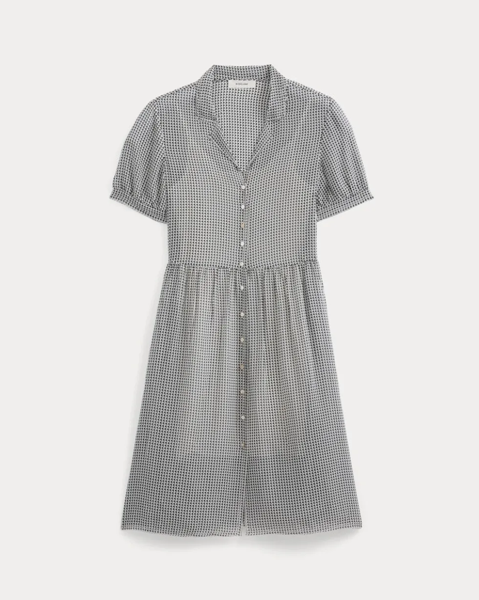 Notch Collar Shirtdress in Silk Georgette