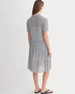 Notch Collar Shirtdress in Silk Georgette