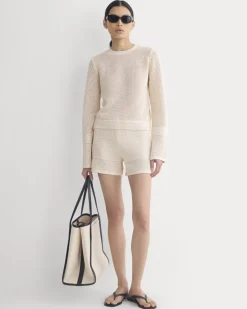 Open Knit Long-Sleeve Crew in Everyday Cotton