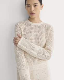 Open Knit Long-Sleeve Crew in Everyday Cotton