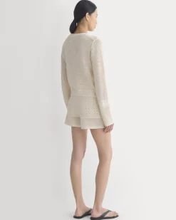 Open Knit Long-Sleeve Crew in Everyday Cotton