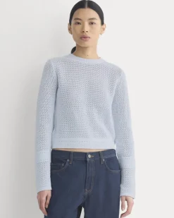 Open Knit Long-Sleeve Crew in Everyday Cotton