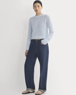 Open Knit Long-Sleeve Crew in Everyday Cotton