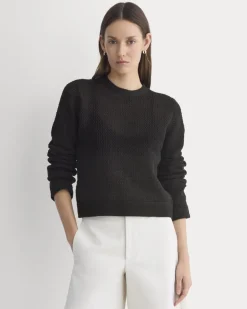 Open Knit Long-Sleeve Crew in Everyday Cotton