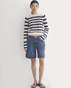 Open Knit Long-Sleeve Crew in Everyday Cotton