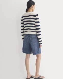 Open Knit Long-Sleeve Crew in Everyday Cotton