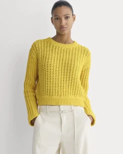 Open-Knit Crew in Elevated Cotton