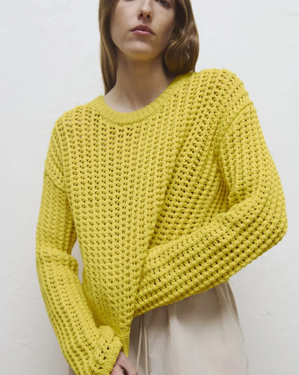 Open-Knit Crew in Elevated Cotton