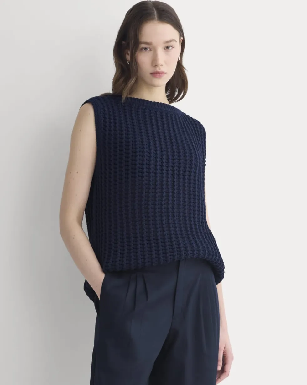 Open-Knit Tunic Vest in Elevated Cotton