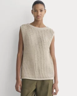 Open-Knit Tunic Vest in Elevated Cotton