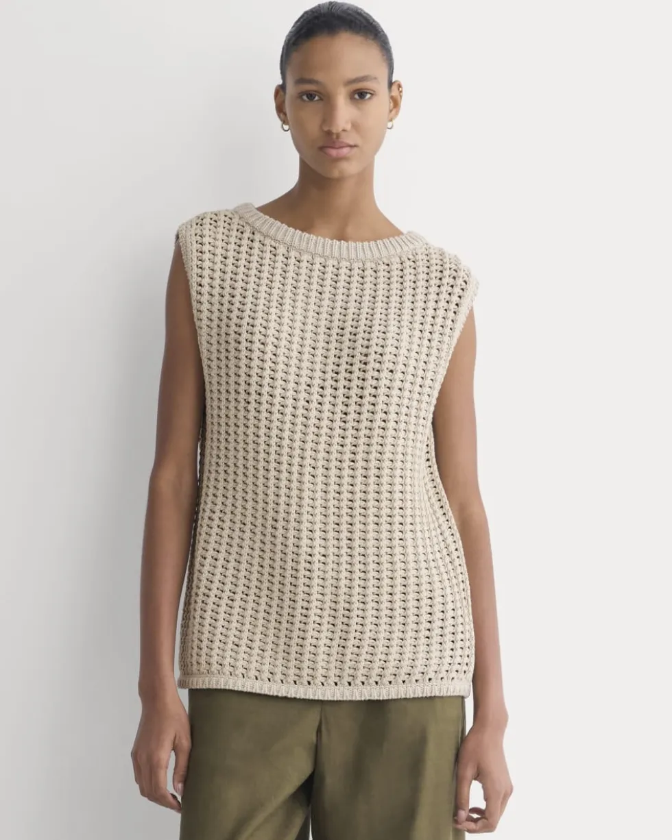 Open-Knit Tunic Vest in Elevated Cotton