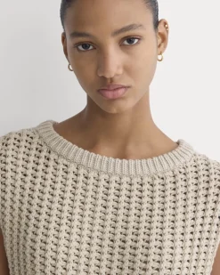Open-Knit Tunic Vest in Elevated Cotton
