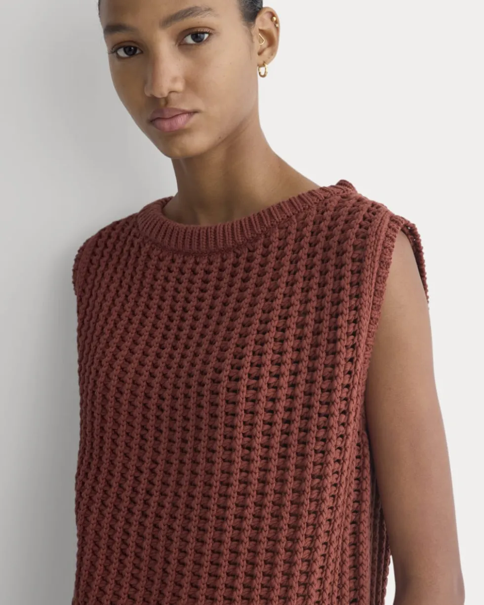 Open-Knit Tunic Vest in Elevated Cotton