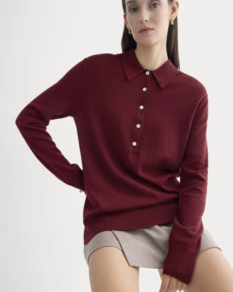 Oversized Polo Sweater in Cotton Merino