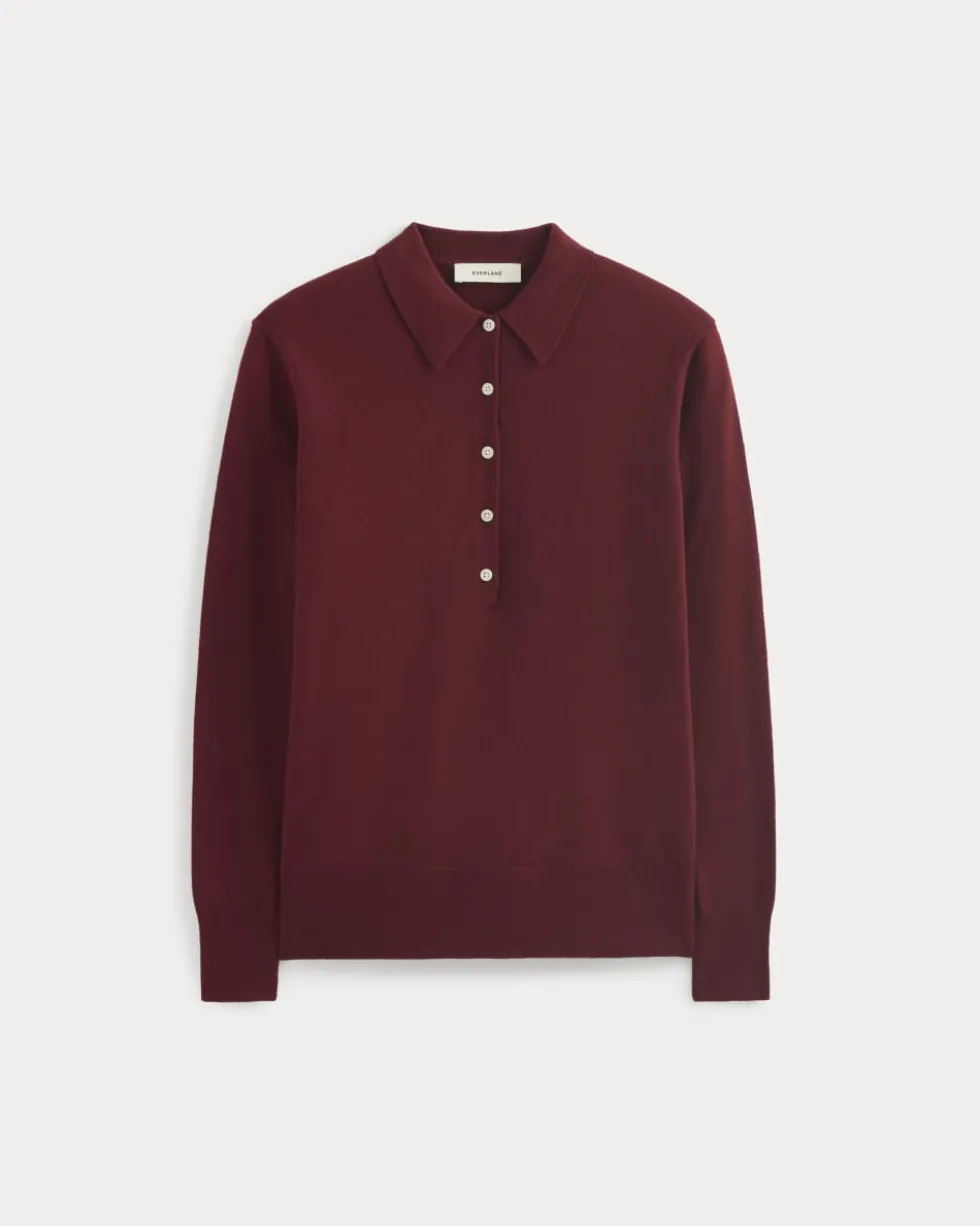 Oversized Polo Sweater in Cotton Merino