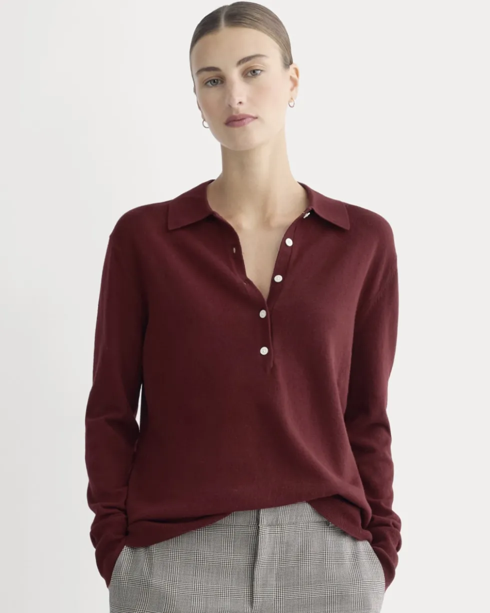 Oversized Polo Sweater in Cotton Merino