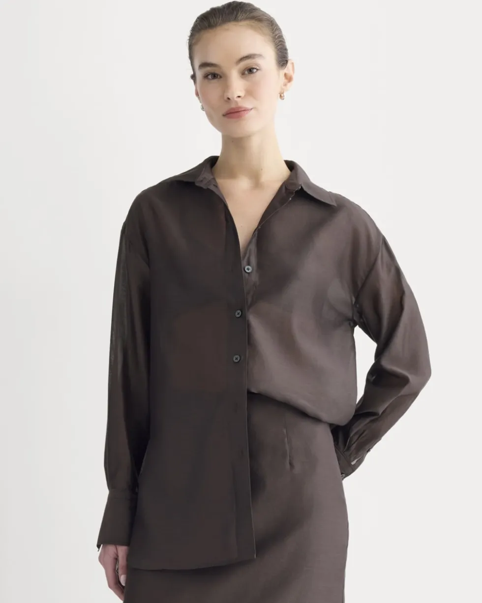 Oversized Shirt in Cotton-Silk Organza
