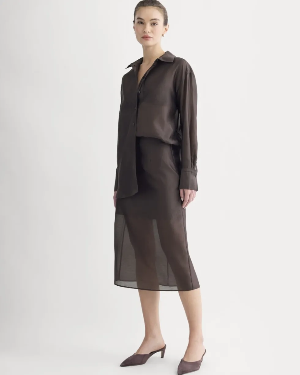 Oversized Shirt in Cotton-Silk Organza