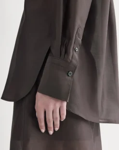Oversized Shirt in Cotton-Silk Organza