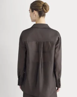 Oversized Shirt in Cotton-Silk Organza