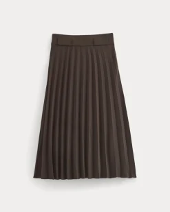 Pleated Crepe Midi Skirt