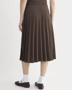 Pleated Crepe Midi Skirt