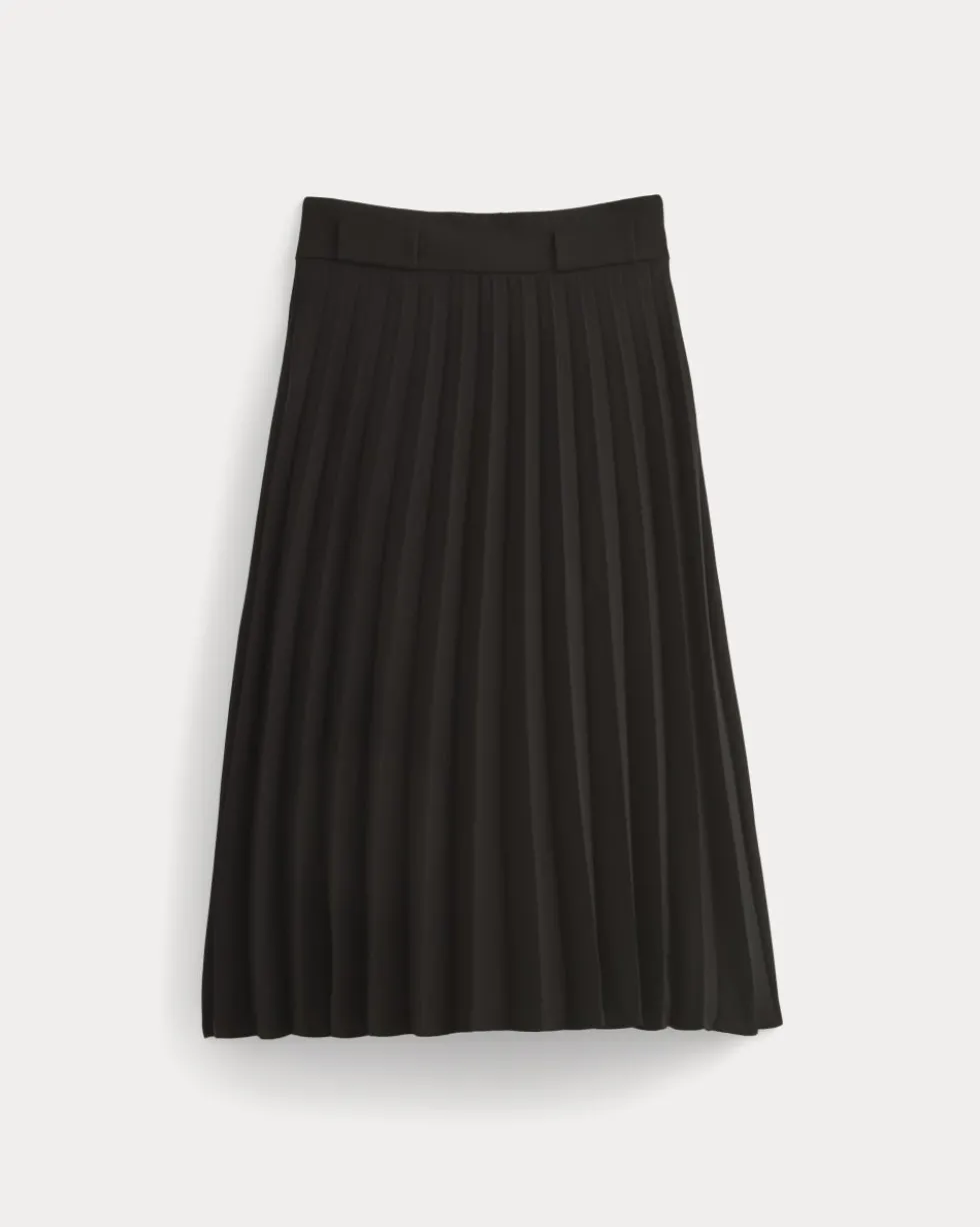 Pleated Crepe Midi Skirt