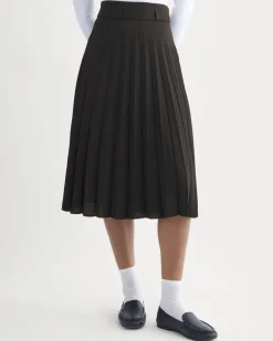 Pleated Crepe Midi Skirt