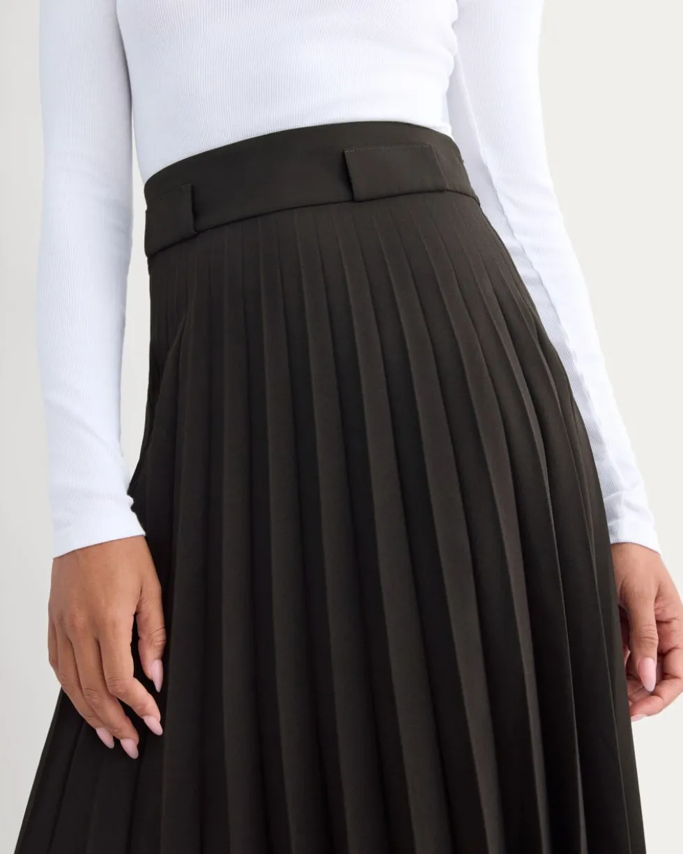 Pleated Crepe Midi Skirt