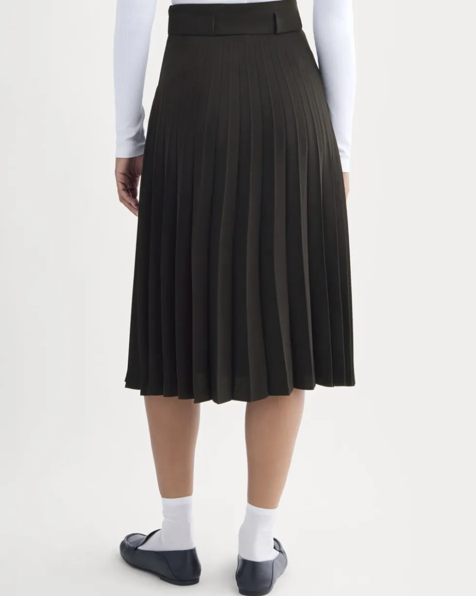 Pleated Crepe Midi Skirt