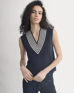 Relaxed V-Neck Vest in Cotton Merino