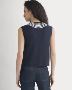 Relaxed V-Neck Vest in Cotton Merino