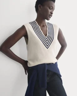 Relaxed V-Neck Vest in Cotton Merino